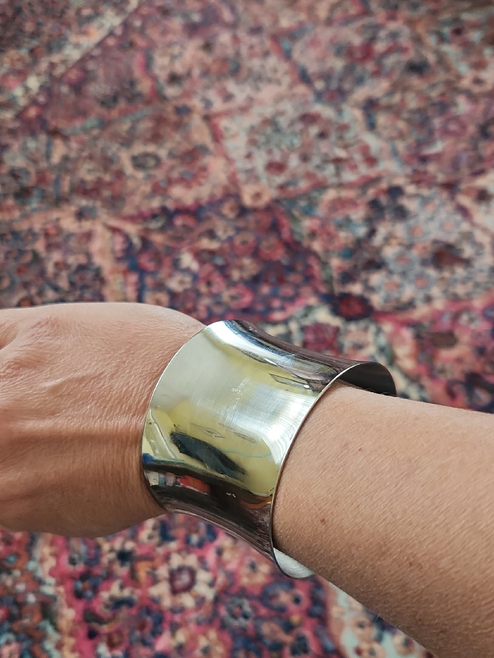 Silver Metal Wide Cuff Bracelet - Unbranded